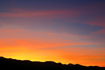 Colorful sunset in the mountains
