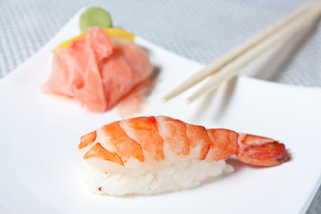 Nigiri Sushi with tiger prawns