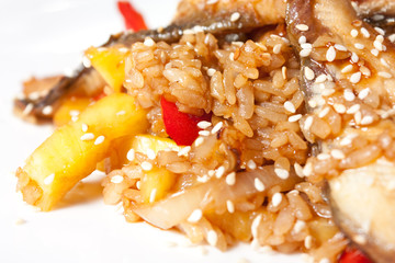 Pilaf with Eel and Pineapple