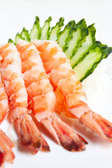 Sashimi Sushi with tiger prawns
