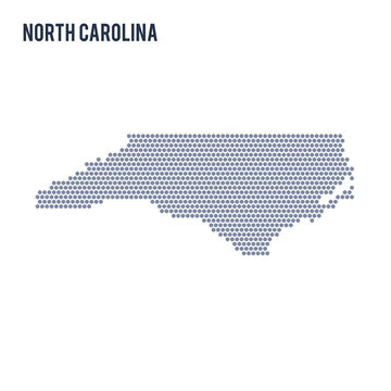 Vector hexagon map of State of North Carolina on a white background