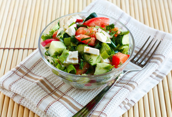 Salad with fresh vegetables and feta cheese