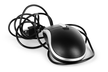 computer mouse with cable on white background © vadarshop