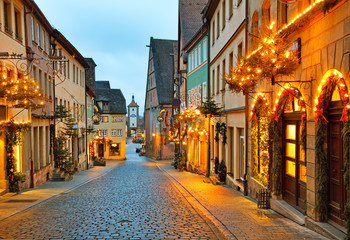 Fototapeta na wymiar Rothenburg ob der Tauber is one of the most beautiful and romantic villages in Europe, Franconia region of Bavaria, Germany.