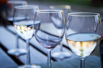 Glasses of Red and White Wine Close Up