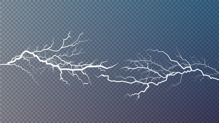 Set of lightnings. Magic and bright lighting effects.