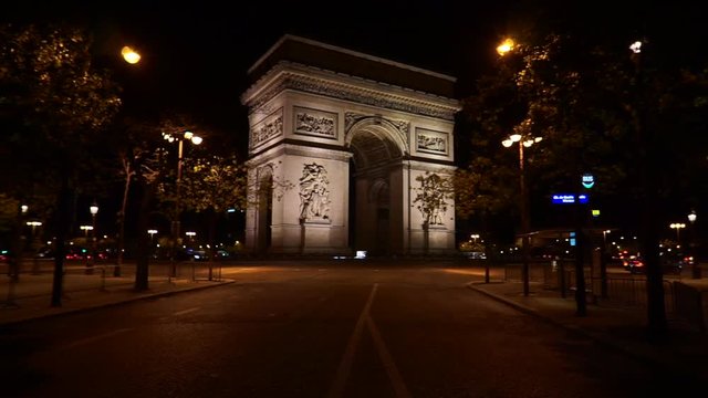Video of iconic Arc de Triomphe, Champs Elysees, Paris, France