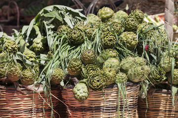 Background of fresh artichokes