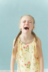 Emotions. Children's emotions. Emotional portrait of girl preschool