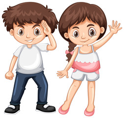 Fototapeta premium Boy and girl with happy face