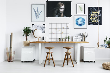 Double desk with accessories