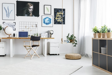 Home office with big window