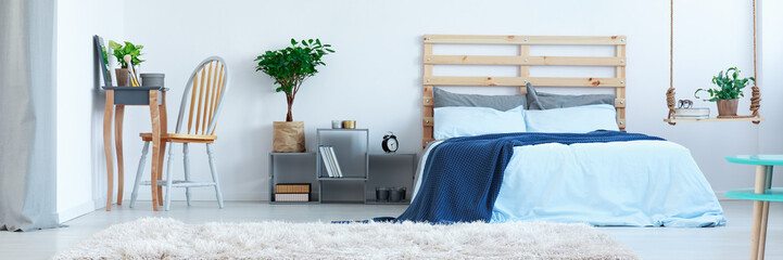 Stylish blue bedroom