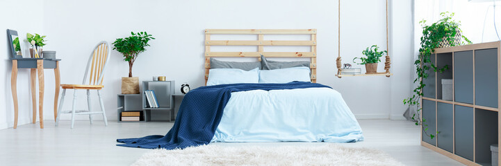 Blue design of bedroom