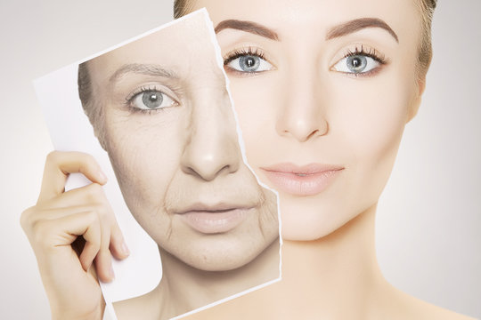 gorgeous woman breaks photo with her old face
