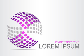 Logo stylized spherical surface with abstract shapes