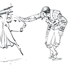 Illustration of a bull and a matador