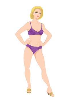vector illustration of blonde girls in lace underwear on white background
