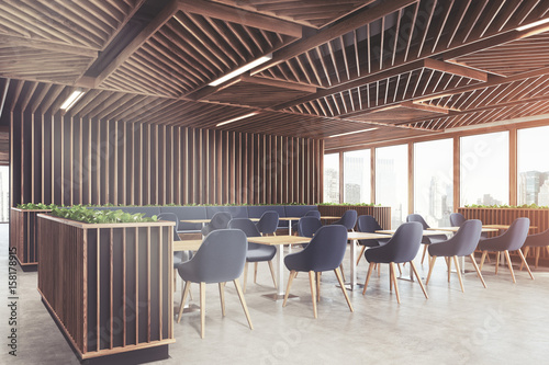 blue chair cafe wooden