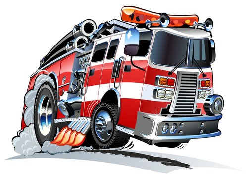 Vector cartoon firetruck