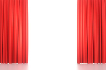 Open red stage curtains