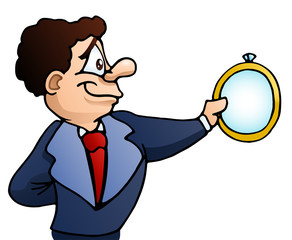 observe a mirror on isolated white