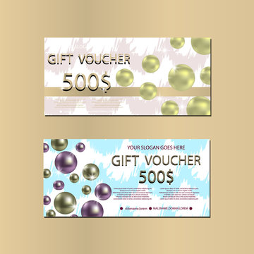 Gift Voucher Template With Abstract Texture and Pears For your Designt.