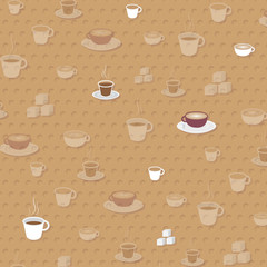 Cup of Coffee Pattern  - Vector Illustration.
