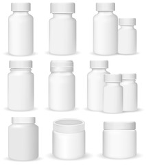 Set of medical containers, realistic vector illustration