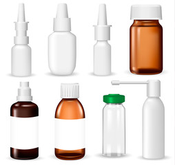 Set of medical containers, realistic vector illustration