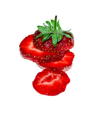 Strawberries on a white background.