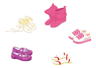 Set of trendy women s shoes.