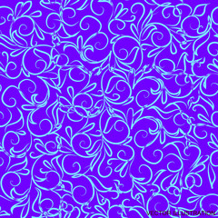 Violet background with blue floral ornament. Vector illustration.