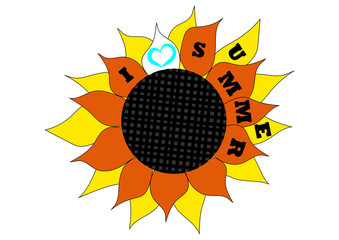 Abstract sunflower with inscription