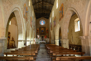 Obraz premium Interior of an ancient Romanesque church