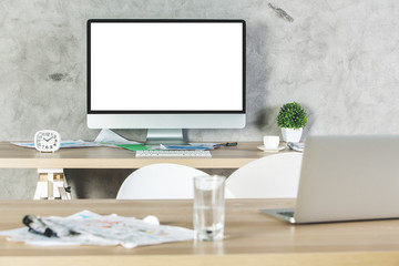 New workplace with empty gadgets