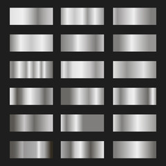 Set of silver gradient background vector texture metallic illustration.
