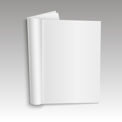 Blank mock up open magazine template on white background with soft shadows. Vector illustration
