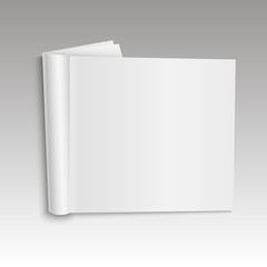 Blank mock up open magazine template on white background with soft shadows. Vector illustration
