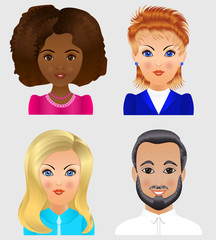 Set people avatars. People faces. Vector avatar.