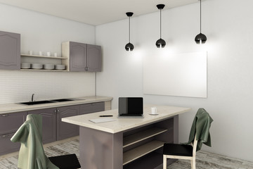 New kitchen with laptop
