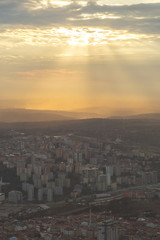Fototapeta na wymiar Istanbul view from air shows us amazing sunset scene