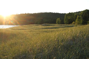 Sunset in a lake in the north