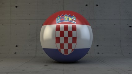 Naklejka premium croatia flag sphere icon isolated in concrete room 3d render