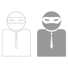 The man incognito in a mask  the grey color icon .