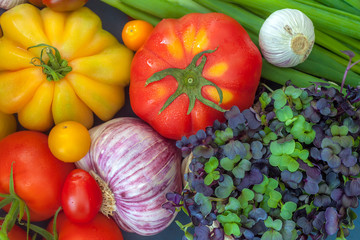 Viele verschiedene Frische Gemüse, draufsicht