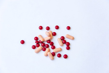 Pills on white background