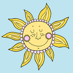 Obraz premium vector doodle sun. Hand drawn illustration.