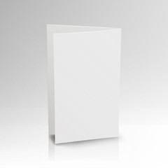 Blank Folder White Leaflet. Vector 3D Mockup. Realistic Paper Brochure. Empty Paper Mockup Illustration