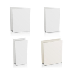 Blank Folder White Brochure Set. Vector 3D Mockup. Bend Card Flyer For Business Presentation Illustration